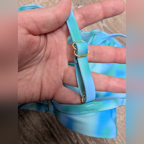 NEW 93 Play Street Sadie Blue Tropical Wave Bikini Top Size XL - Picture 6 of 9